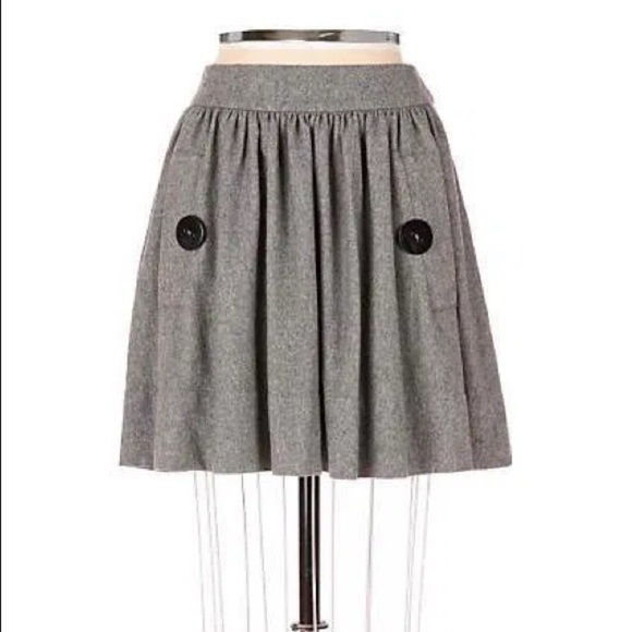 Anthropologie Taikonhu A-line Skirt Wool & Cashmere Button Detail Size 8 Lined - Picture 1 of 10